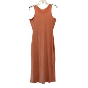 Entro Womens Medium Ribbed Knit Racerback Midi Dress Coral Spring Festival Beach